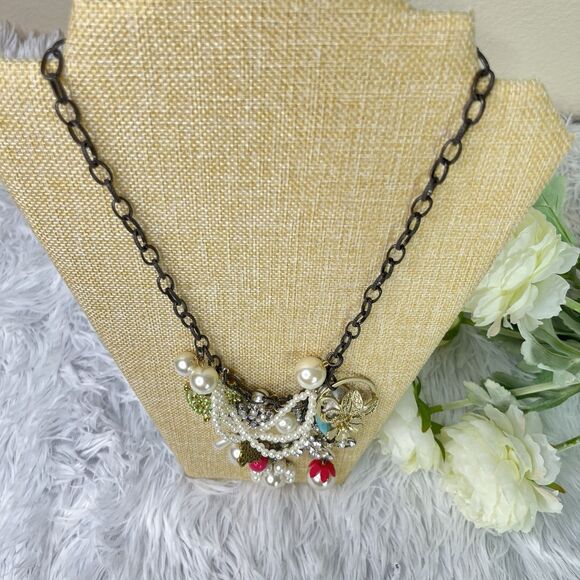 New Plunder Pearl Statement Necklace Chunky Layered Jewelry Vintage Inspired - Picture 5 of 7